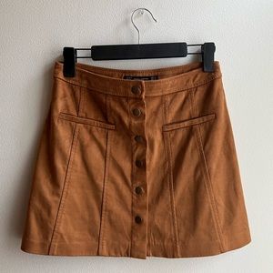 Zara - M - Suede Button Front Mini Skirt (Medium) Vegan Suede